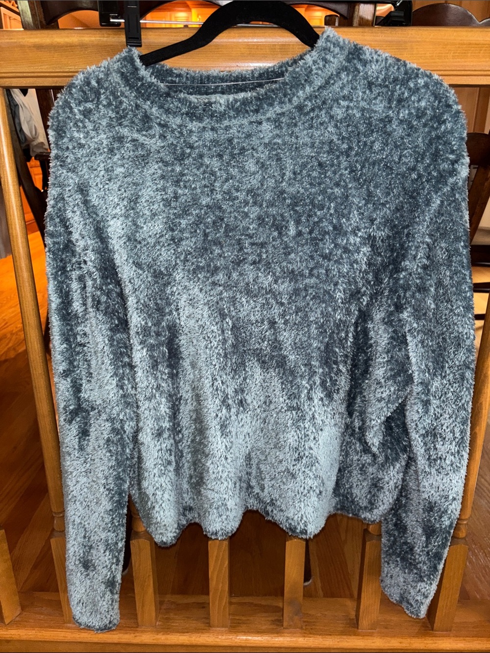Prologue Fuzzy Crewneck Sweater in Gray/Blue